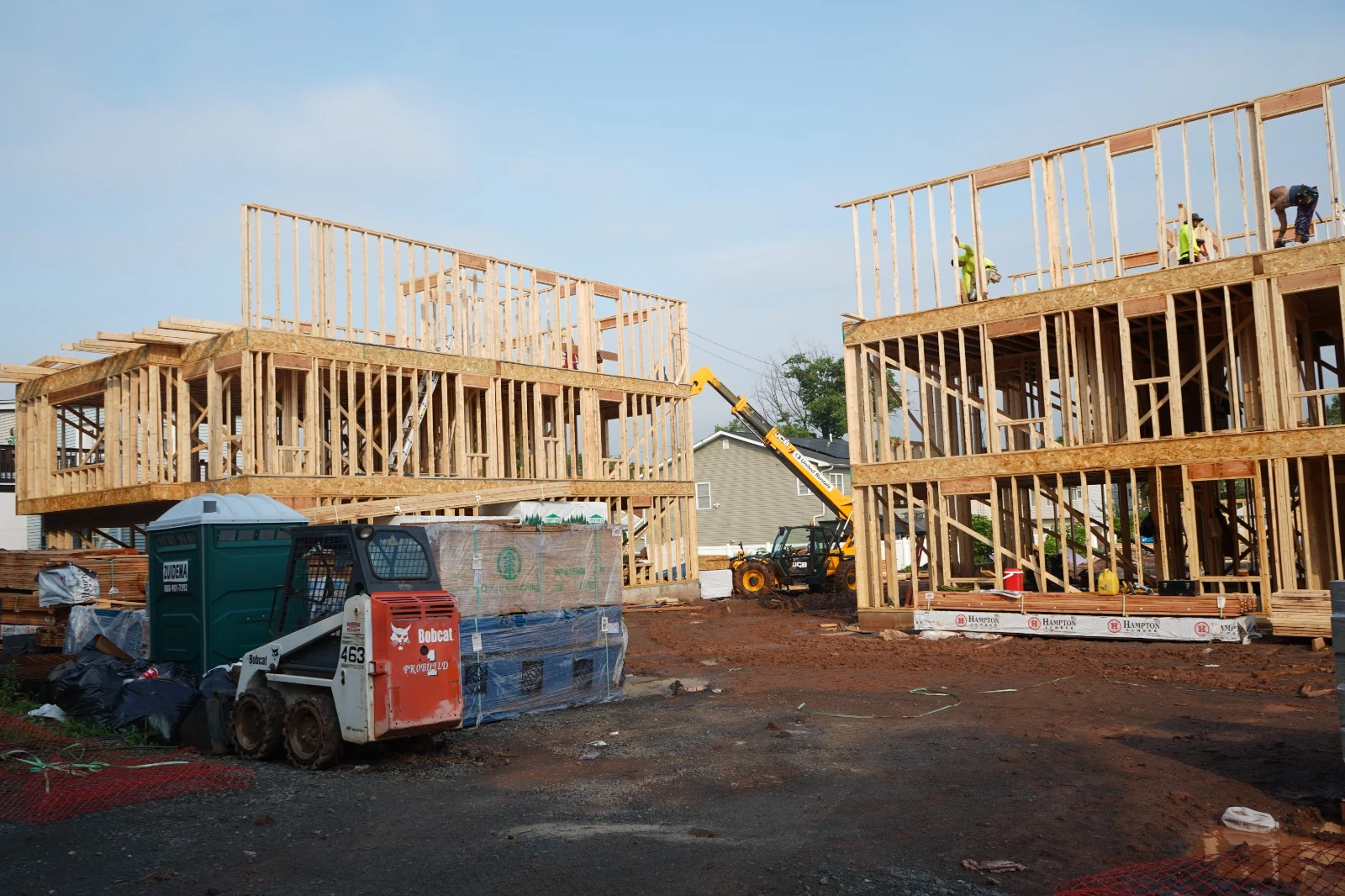 Wood framing and crane work on the South Park Avenue construction site